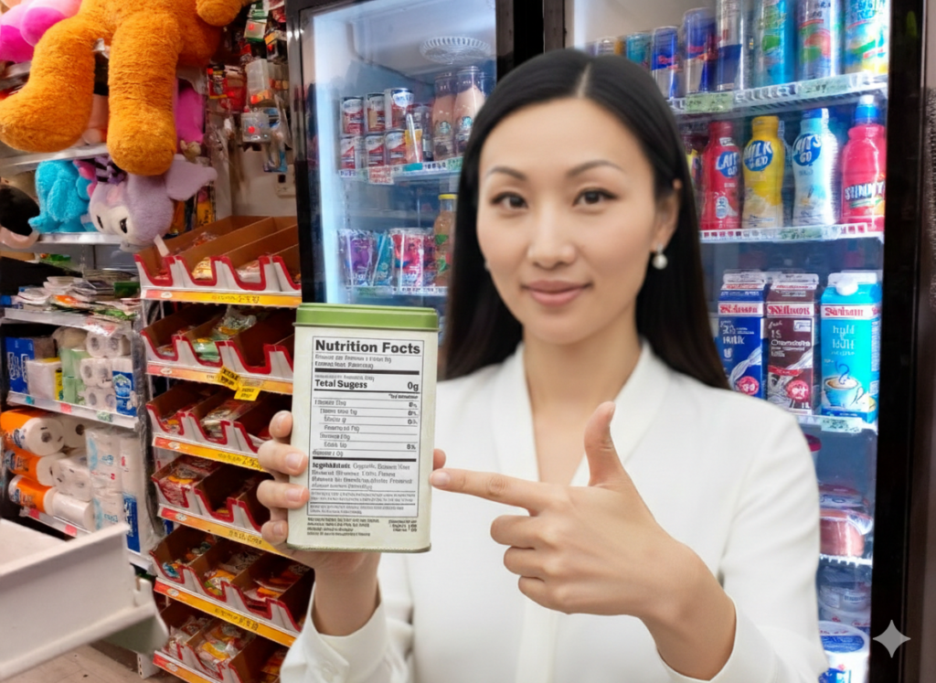 Label Detective is shopping at the grocery