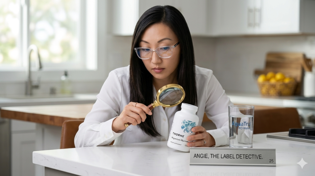 Angie the Label Detective investigating Magnesium for Afternoon Crash